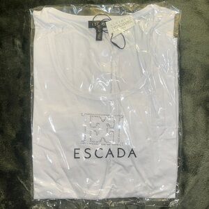 BNWT ESCADA T-Shirt Size L Large w/ Swarovski Crystal Logo
